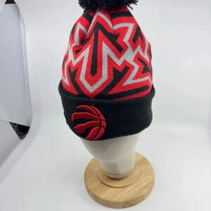 NEW New Era Toronto Raptors Beanie Hat Cuffed Knit Pompom Mens Red Black OS